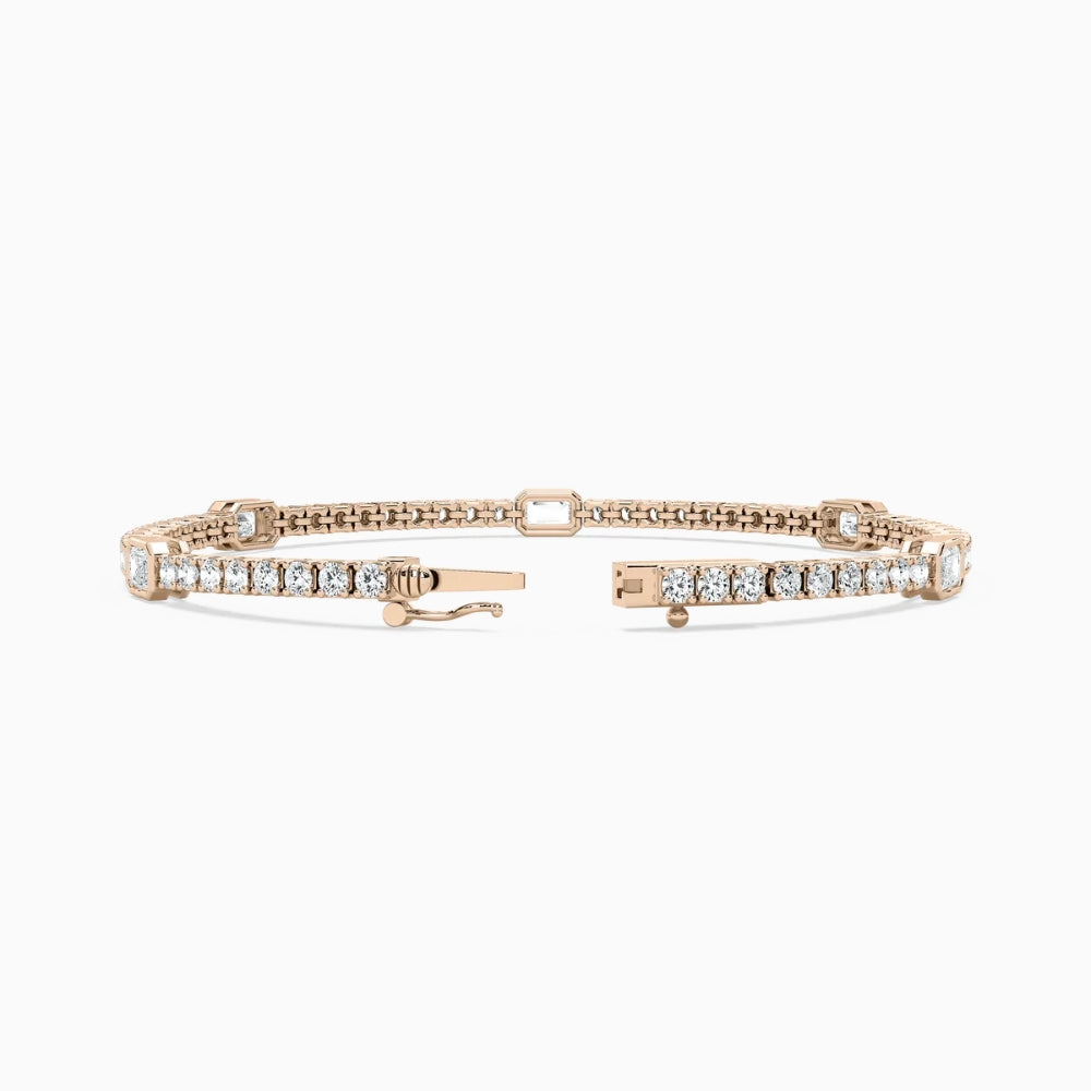 Ivory Emerald And Round Cut Lab Grown Diamond Tennis Bracelet