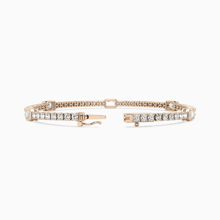 Ivory Emerald And Round Cut Lab Grown Diamond Tennis Bracelet