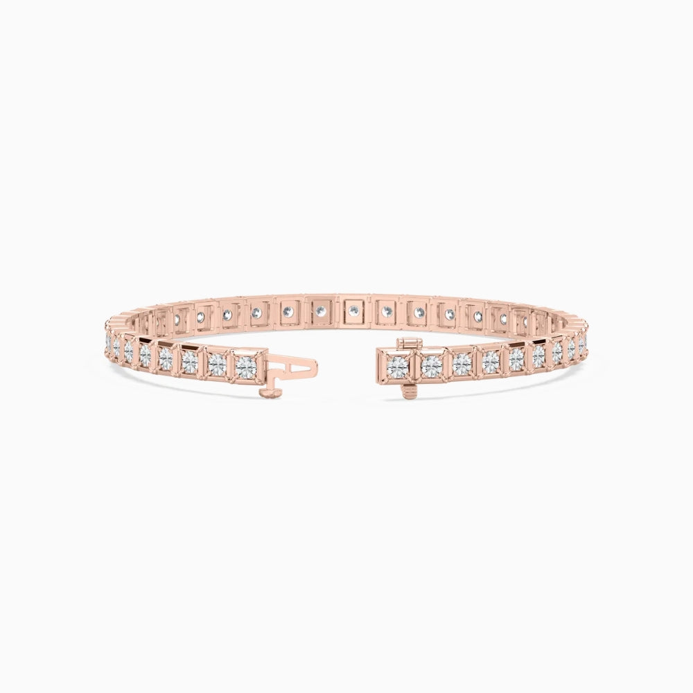 Cindy Round Cut Lab Grown Diamond Tennis Bracelet in Metal Prong Setting