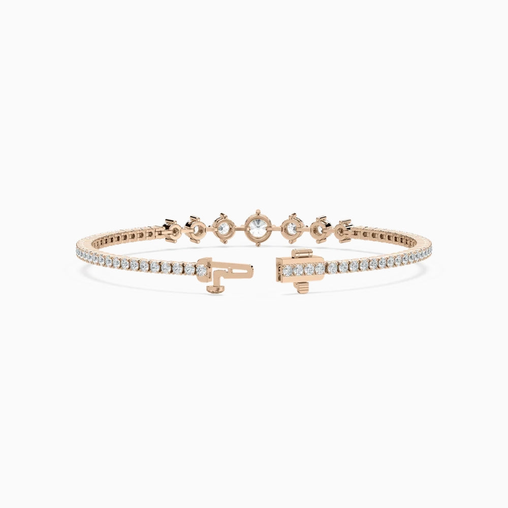 Daisy Round Cut Lab Grown Diamond Intricate Tennis Bracelet