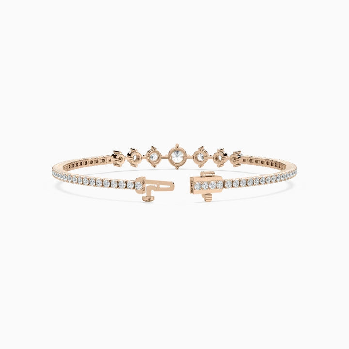Daisy Round Cut Lab Grown Diamond Intricate Tennis Bracelet