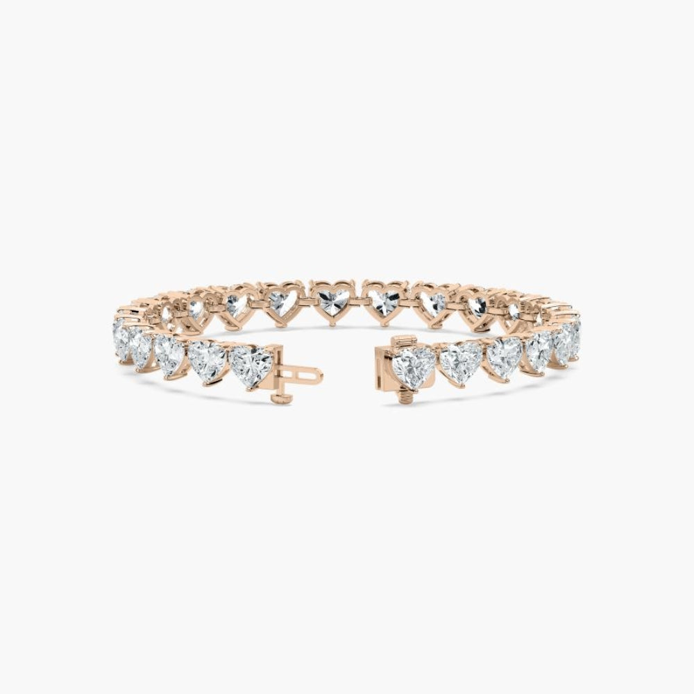 Navy 24 Carat Heart Shaped Lab Grown Diamonds Tennis Bracelet