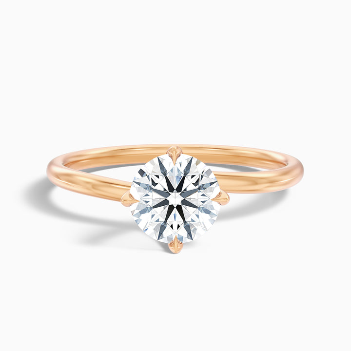 Alia 4 Carat Round Solitaire Lab Grown Engagement Ring in 14k White Gold - Front View