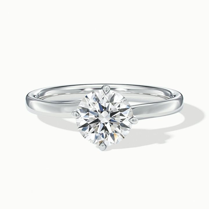 Alia 1.5 Carat Round Solitaire Lab Grown Engagement Ring in 10k White Gold