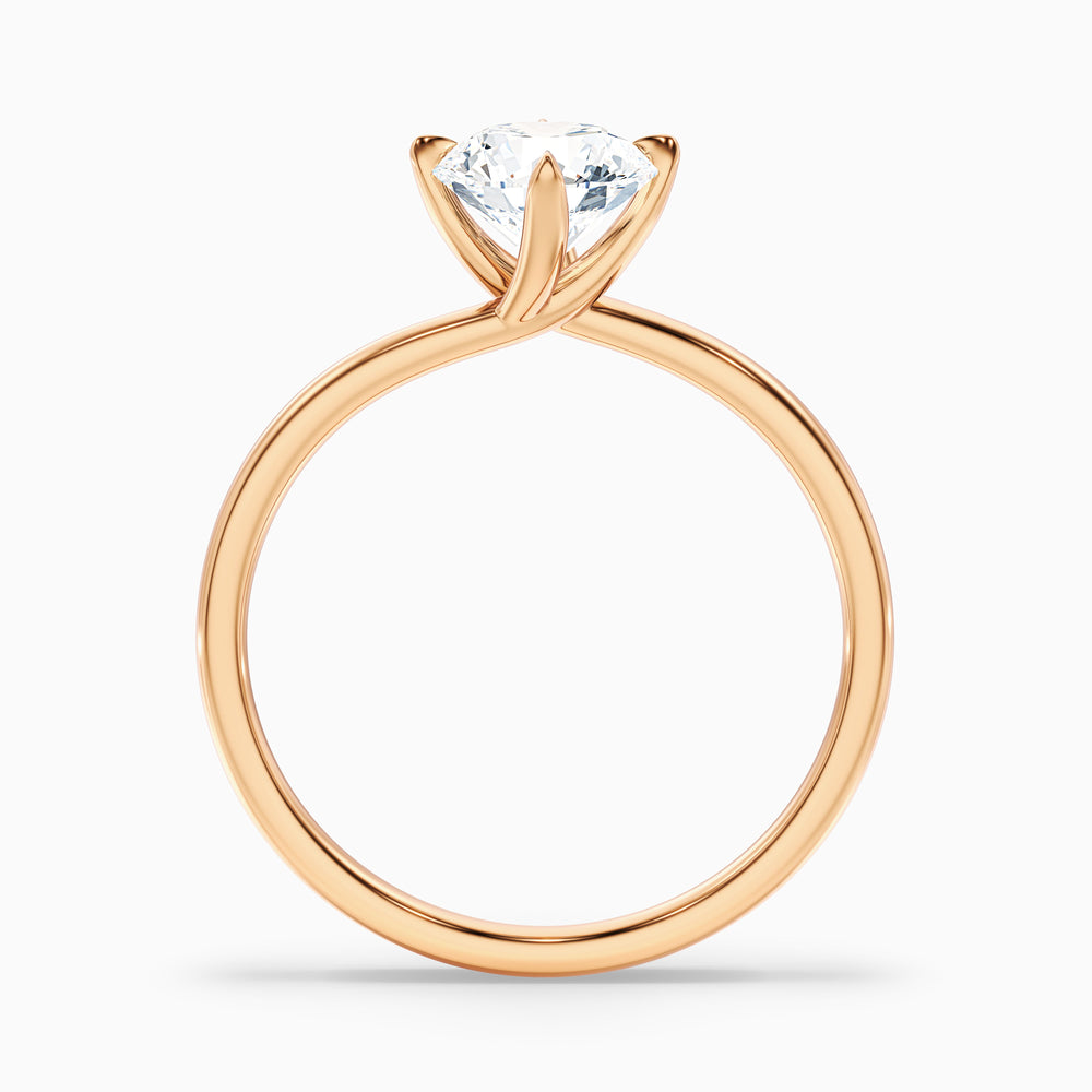 Alia 4 Carat Round Solitaire Lab Grown Engagement Ring in 14k Rose Gold - Side View