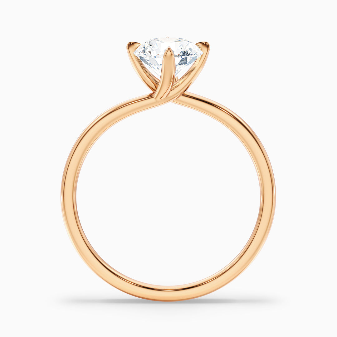 Alia 4 Carat Round Solitaire Lab Grown Engagement Ring in 14k Rose Gold - Side View