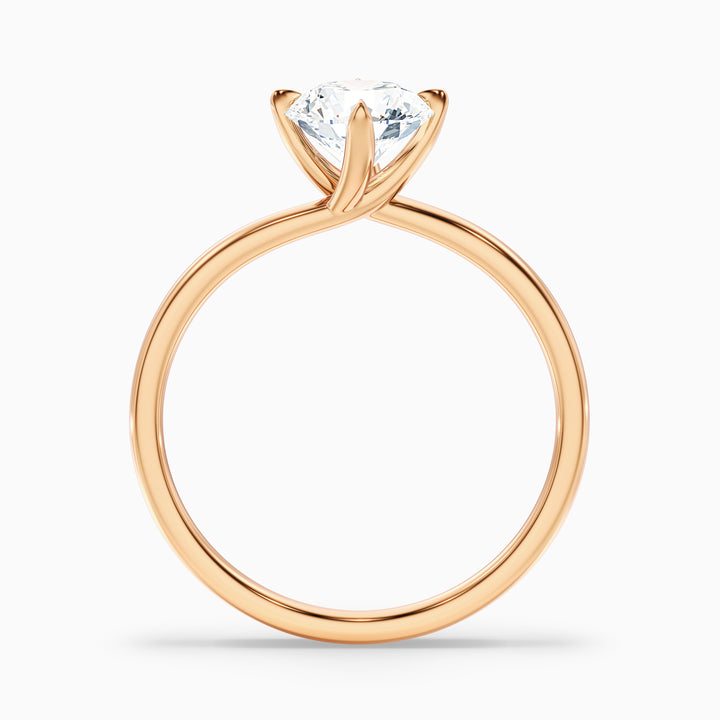 Alia 3 Carat Round Solitaire Lab Grown Engagement Ring in 18k Rose Gold - Side View