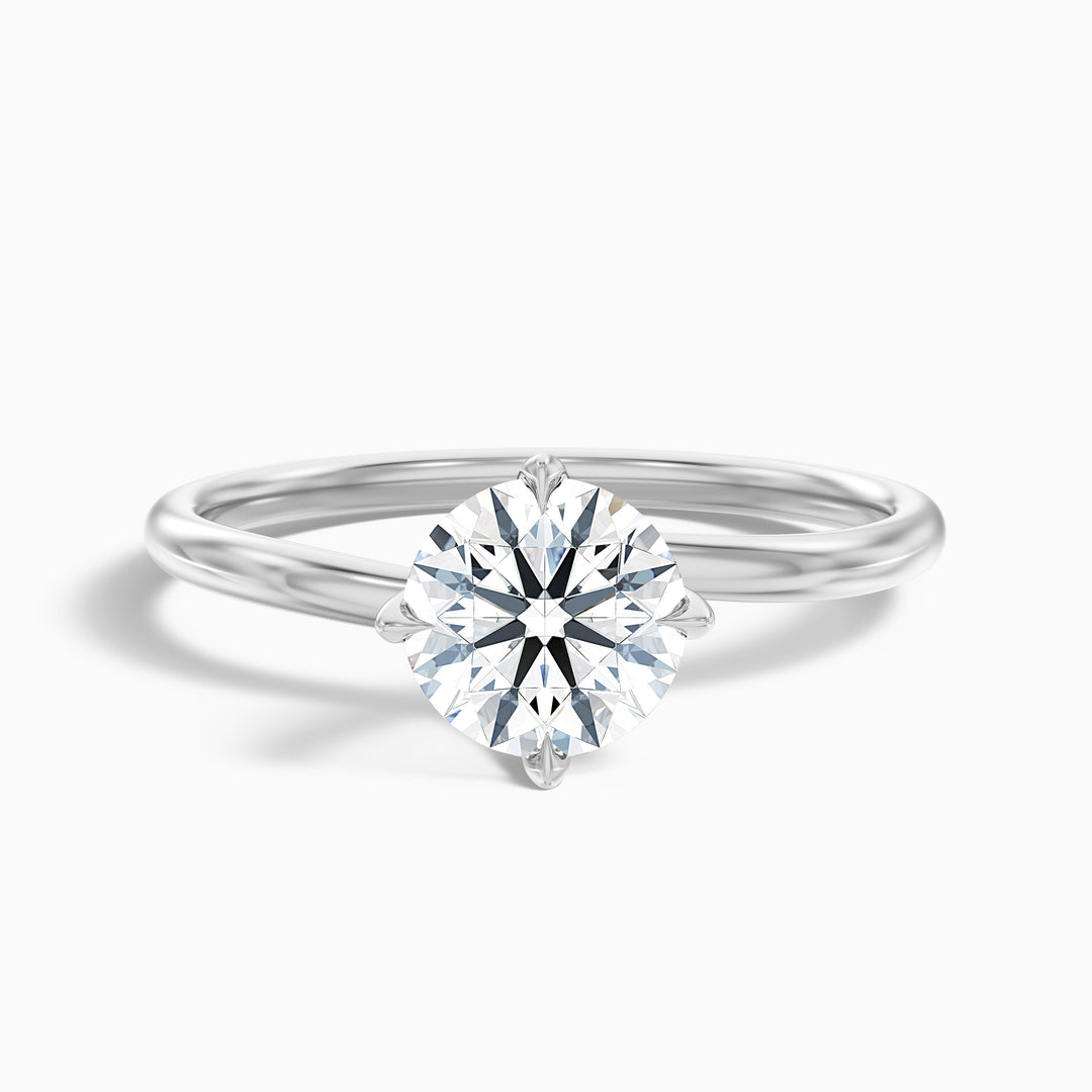 Alia 4 Carat Round Solitaire Lab Grown Engagement Ring in Platinum - Front View
