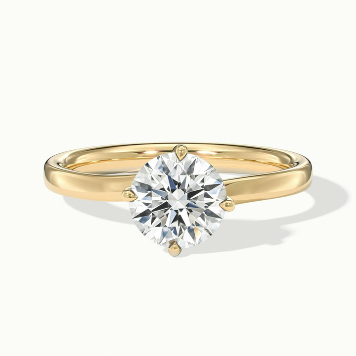 Daisy 2 Carat Round Solitaire Moissanite Diamond Ring in 18k Yellow Gold