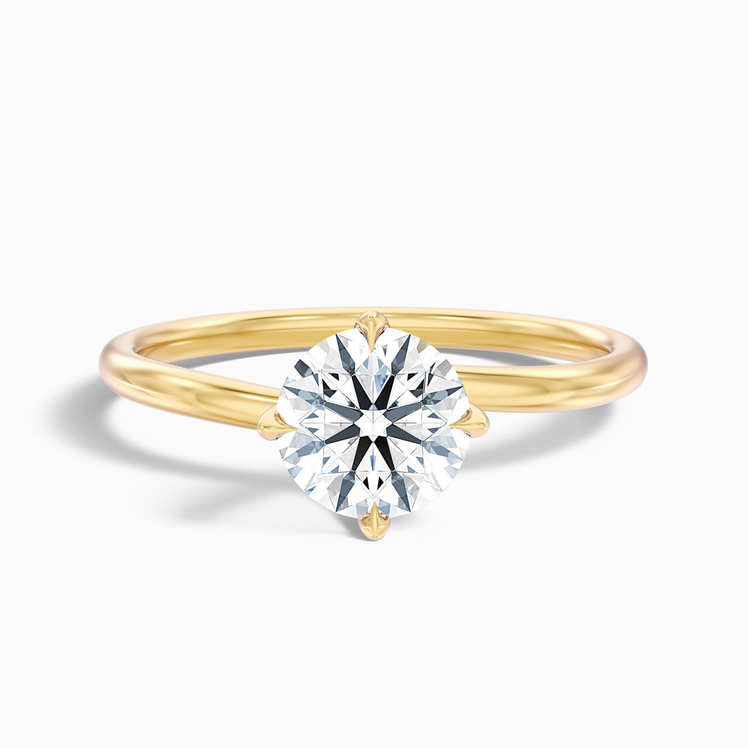 noa 7 carat round solitaire moissanite diamond ring in 10k yellow gold -  Front View