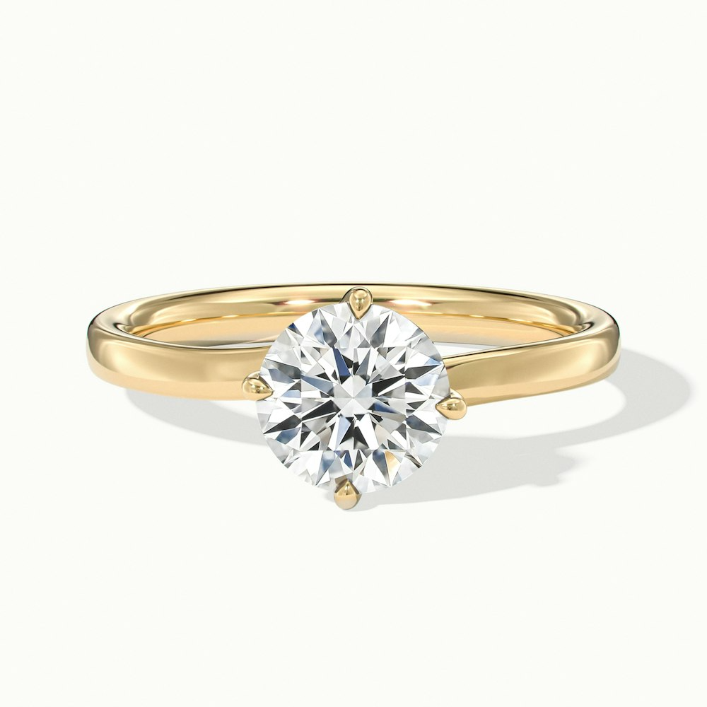 Daisy 3 Carat Round Solitaire Moissanite Diamond Ring in 18k Yellow Gold