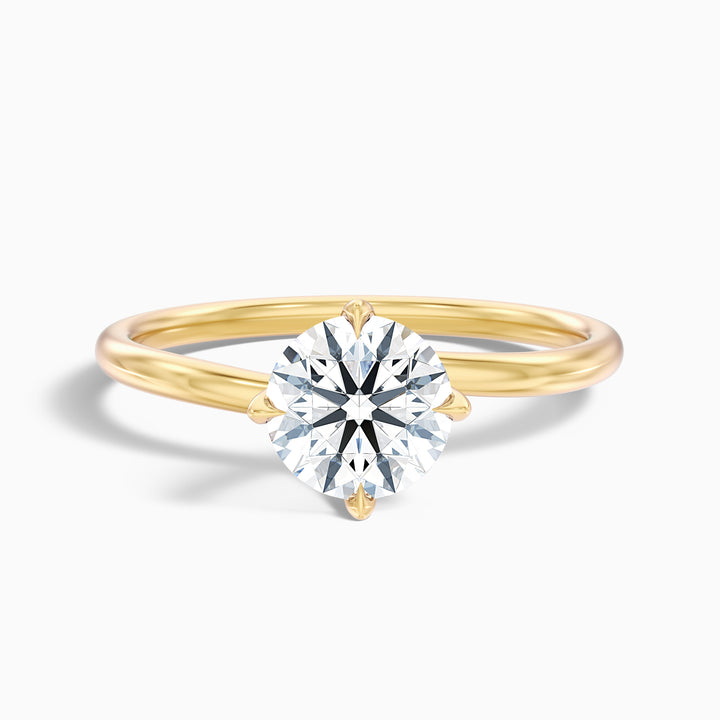 Daisy 3 Carat Round Solitaire Moissanite Diamond Ring - Front View