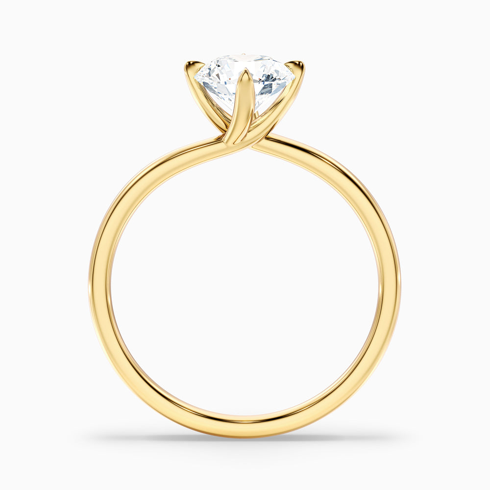 Alia 1 Carat Round Solitaire Lab Grown Engagement Ring in 14k Yellow Gold - Side View