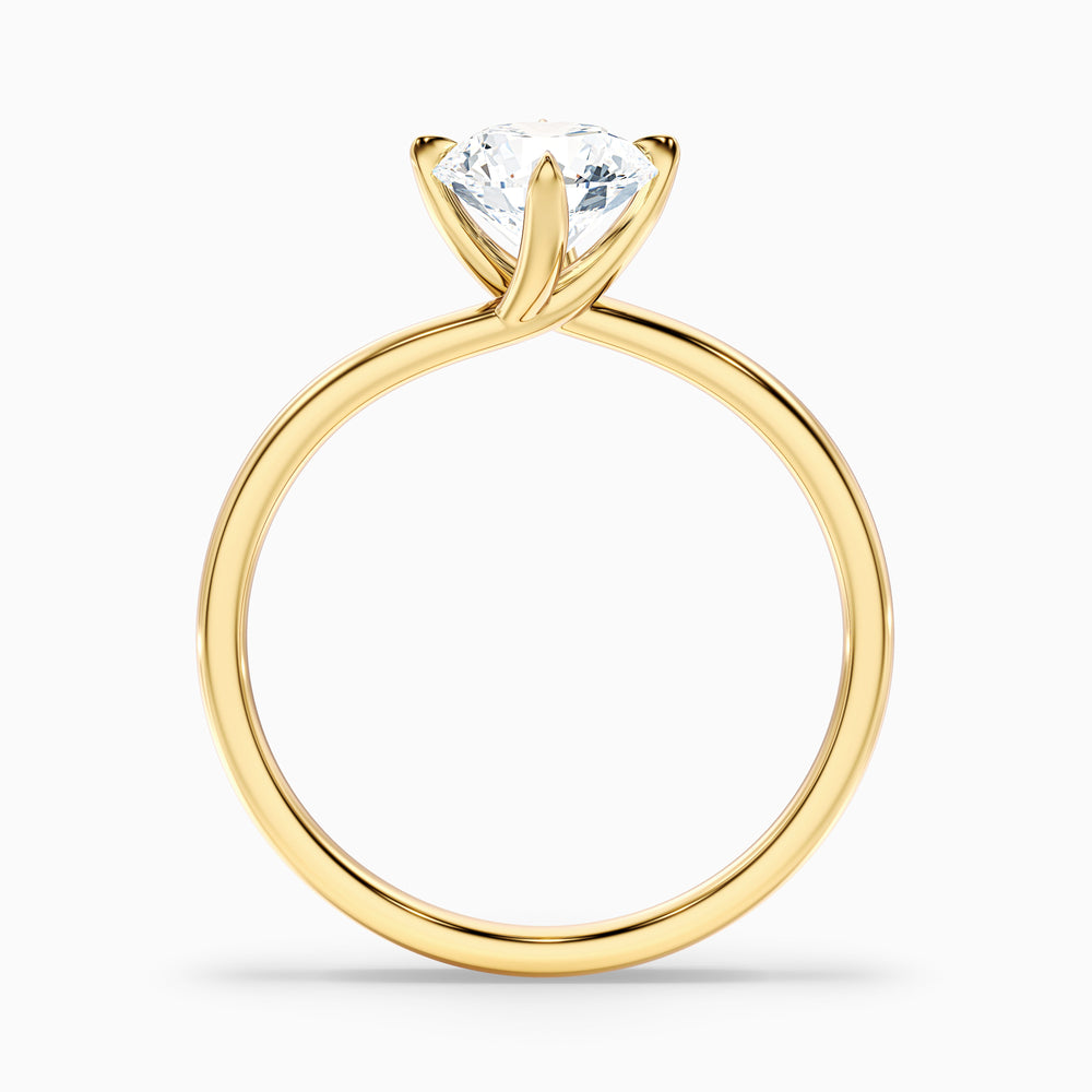 Alia 4 Carat Round Solitaire Lab Grown Engagement Ring in 14k Yellow Gold - Side View