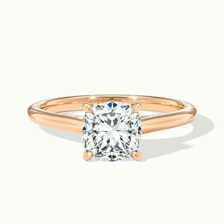 Aisha 2.5 Carat Cushion Cut Solitaire Moissanite Diamond Ring in 18k Rose Gold