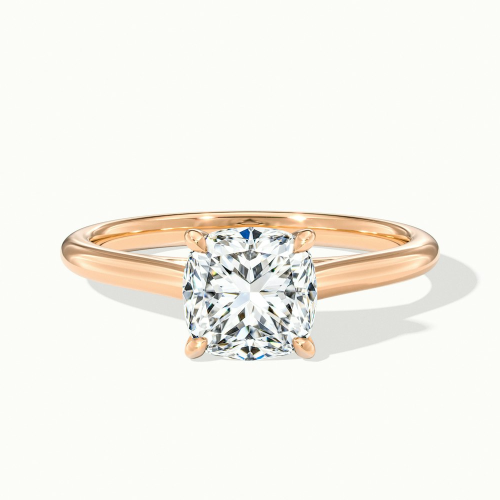 Joa 5 Carat Cushion Cut Solitaire Lab Grown Engagement Ring in 10k Rose Gold