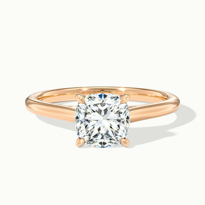 Aisha 1 Carat Cushion Cut Solitaire Moissanite Diamond Ring in 18k Rose Gold