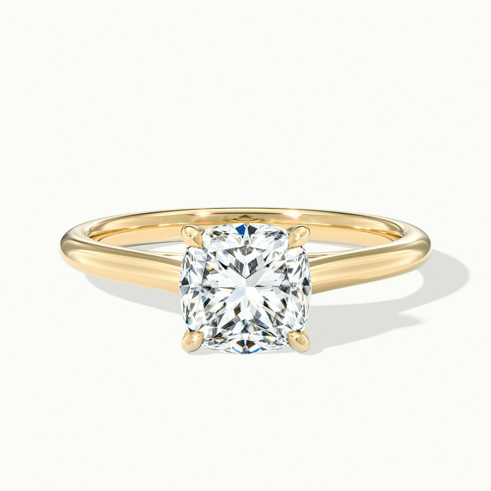 Aisha 4.5 Carat Cushion Cut Solitaire Moissanite Diamond Ring in 10k Yellow Gold