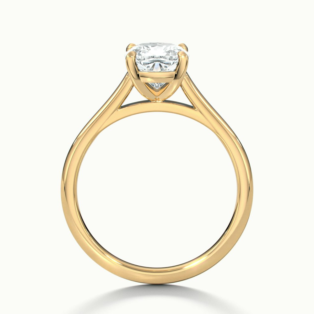 Joa 2.5 Carat Cushion Cut Solitaire Lab Grown Engagement Ring in 10k Yellow Gold