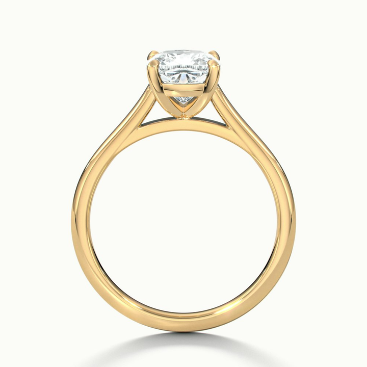 Joa 2.5 Carat Cushion Cut Solitaire Lab Grown Engagement Ring in 10k Yellow Gold