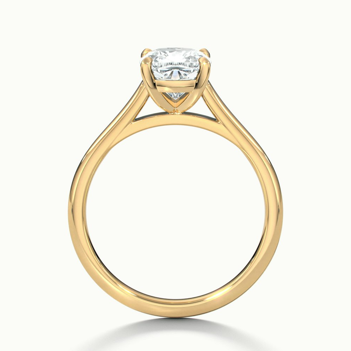 Aisha 3.5 Carat Cushion Cut Solitaire Moissanite Diamond Ring in 10k Yellow Gold