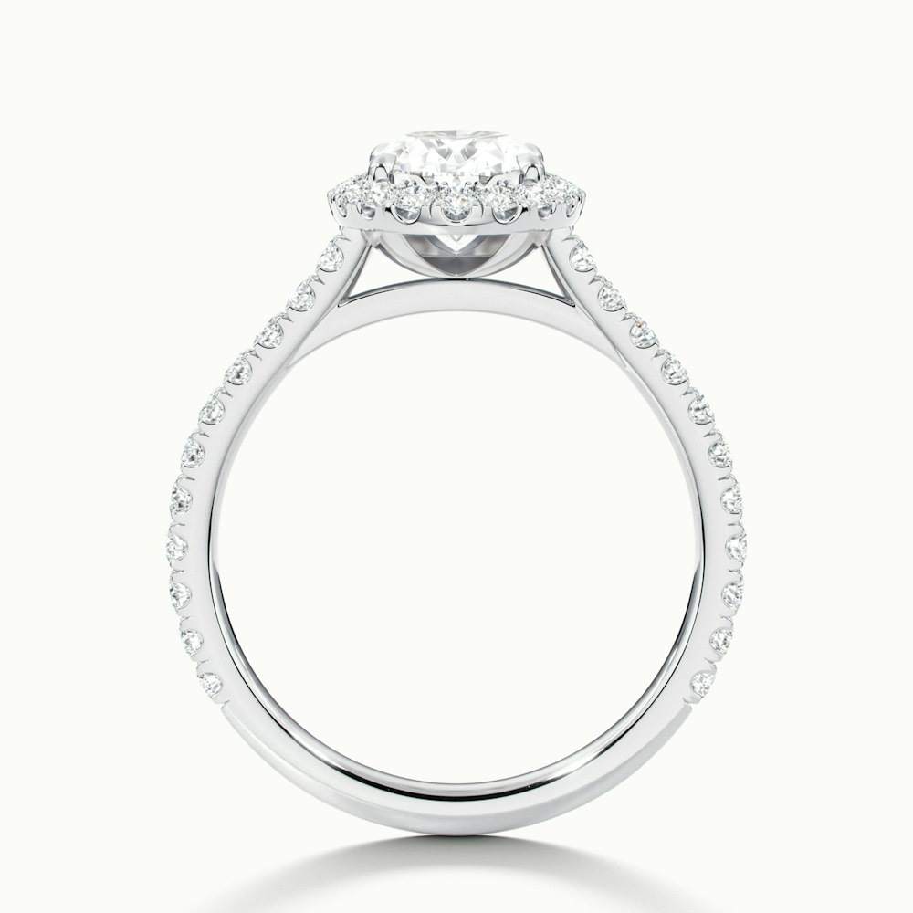 Zia 3 Carat Oval Halo Pave Lab Grown Engagement Ring in 18k White Gold