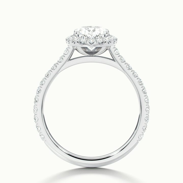 Zia 3 Carat Oval Halo Pave Lab Grown Engagement Ring in 18k White Gold