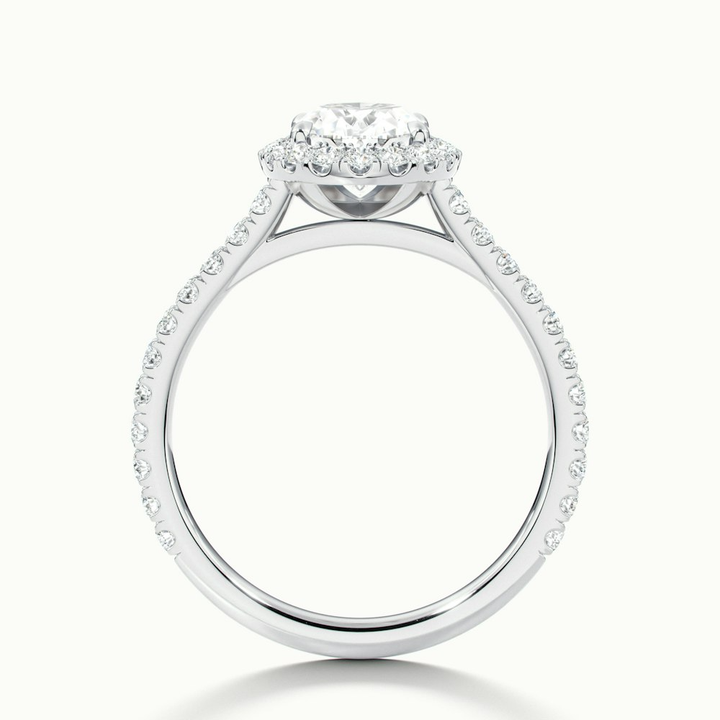 Zia 1 Carat Oval Halo Pave Lab Grown Engagement Ring in 18k White Gold