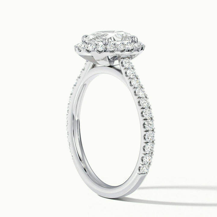 Maya 7 Carat Oval Halo Pave Moissanite Engagement Ring in 18k White Gold