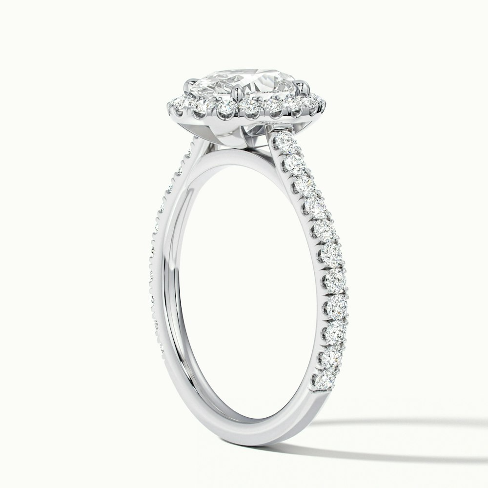 Zia 1.5 Carat Oval Halo Pave Lab Grown Engagement Ring in Platinum