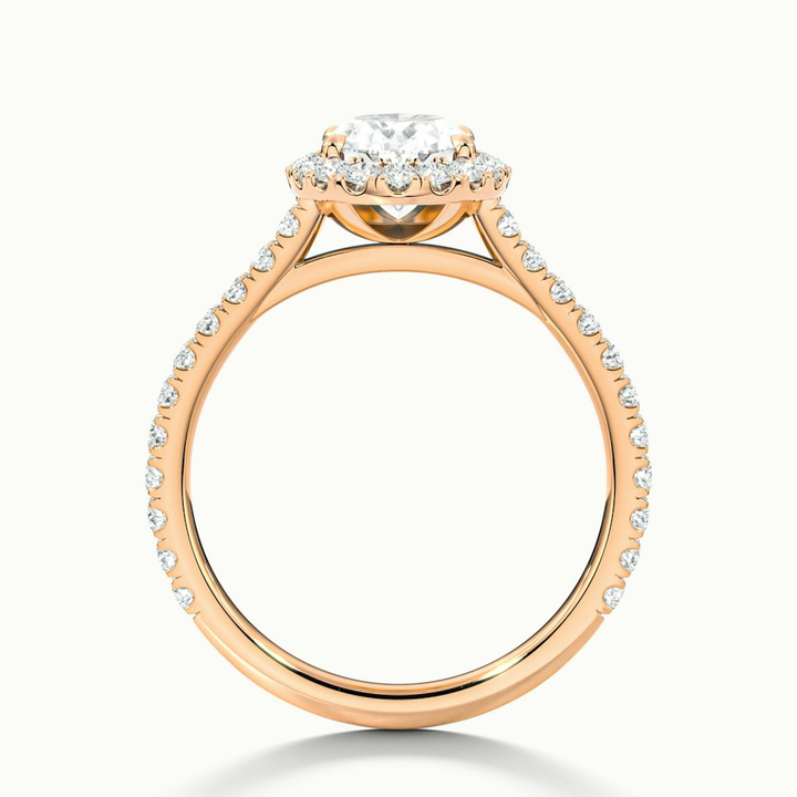Adley 1 Carat Oval Halo Pave Moissanite Diamond Ring in 10k Rose Gold