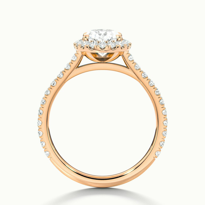 Zia 3 Carat Oval Halo Pave Lab Grown Engagement Ring in 14k Rose Gold