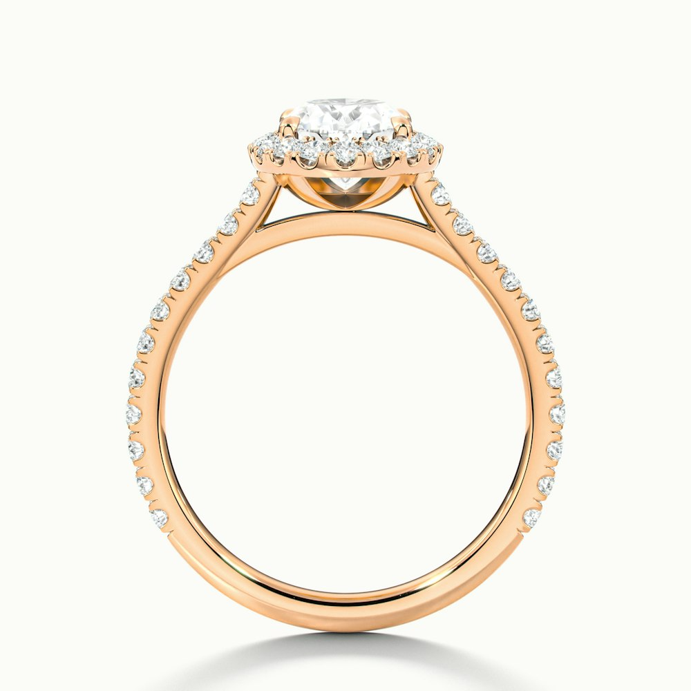 Zia 2.5 Carat Oval Halo Pave Lab Grown Engagement Ring in 14k Rose Gold