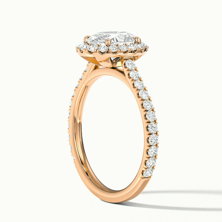 Zia 3 Carat Oval Halo Pave Lab Grown Engagement Ring in 14k Rose Gold