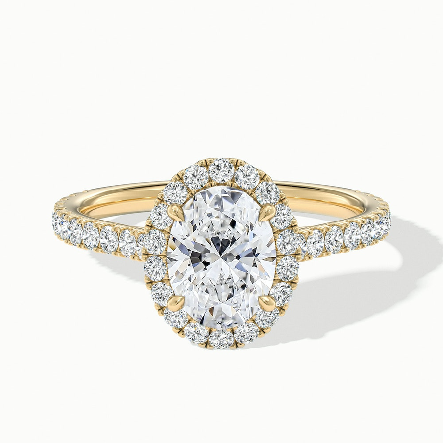 3 Carat Oval Halo PaveMoissanite Engagement Ring