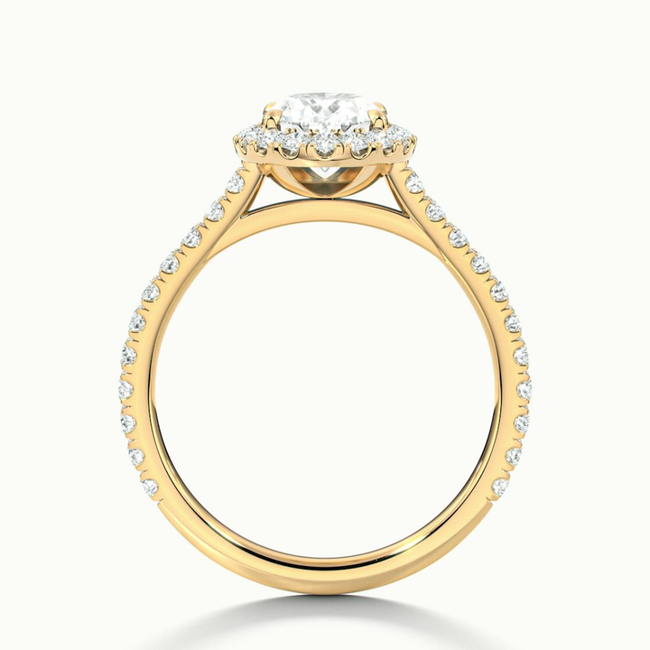 Adley 3.5 Carat Oval Halo Pave Moissanite Diamond Ring in 14k Yellow Gold