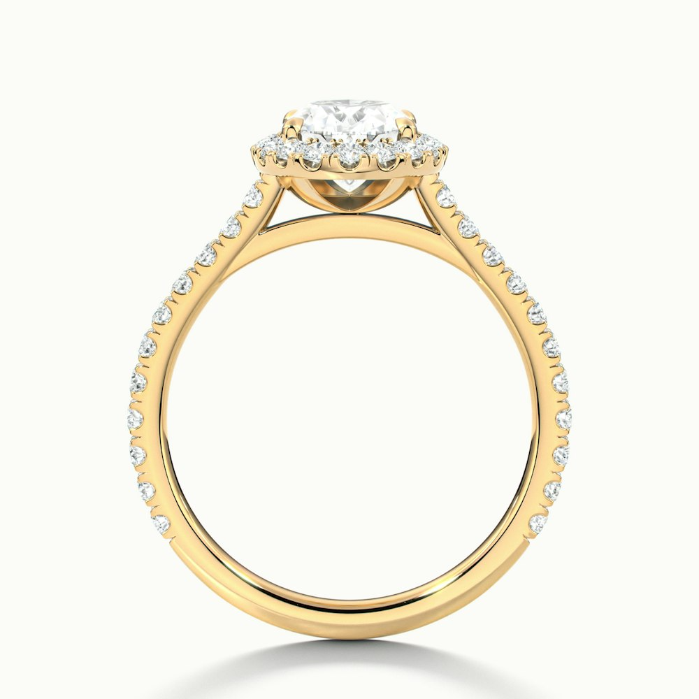 Zia 4 Carat Oval Halo Pave Lab Grown Engagement Ring in 10k Yellow Gold