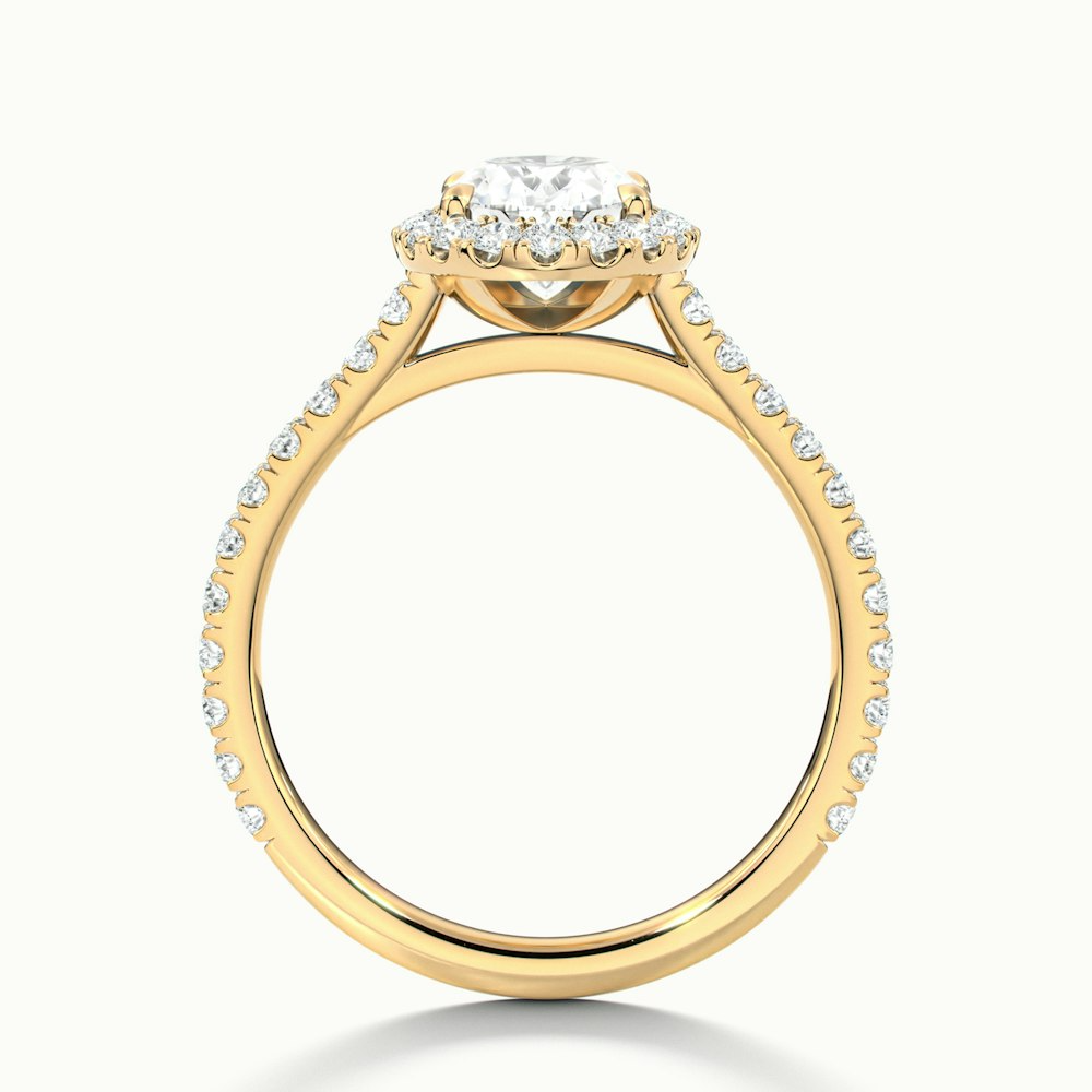 Adley 1 Carat Oval Halo Pave Moissanite Diamond Ring in 10k Yellow Gold