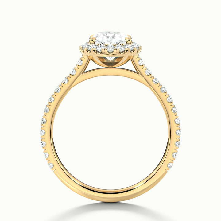 Zia 1.5 Carat Oval Halo Pave Lab Grown Engagement Ring in 18k Yellow Gold