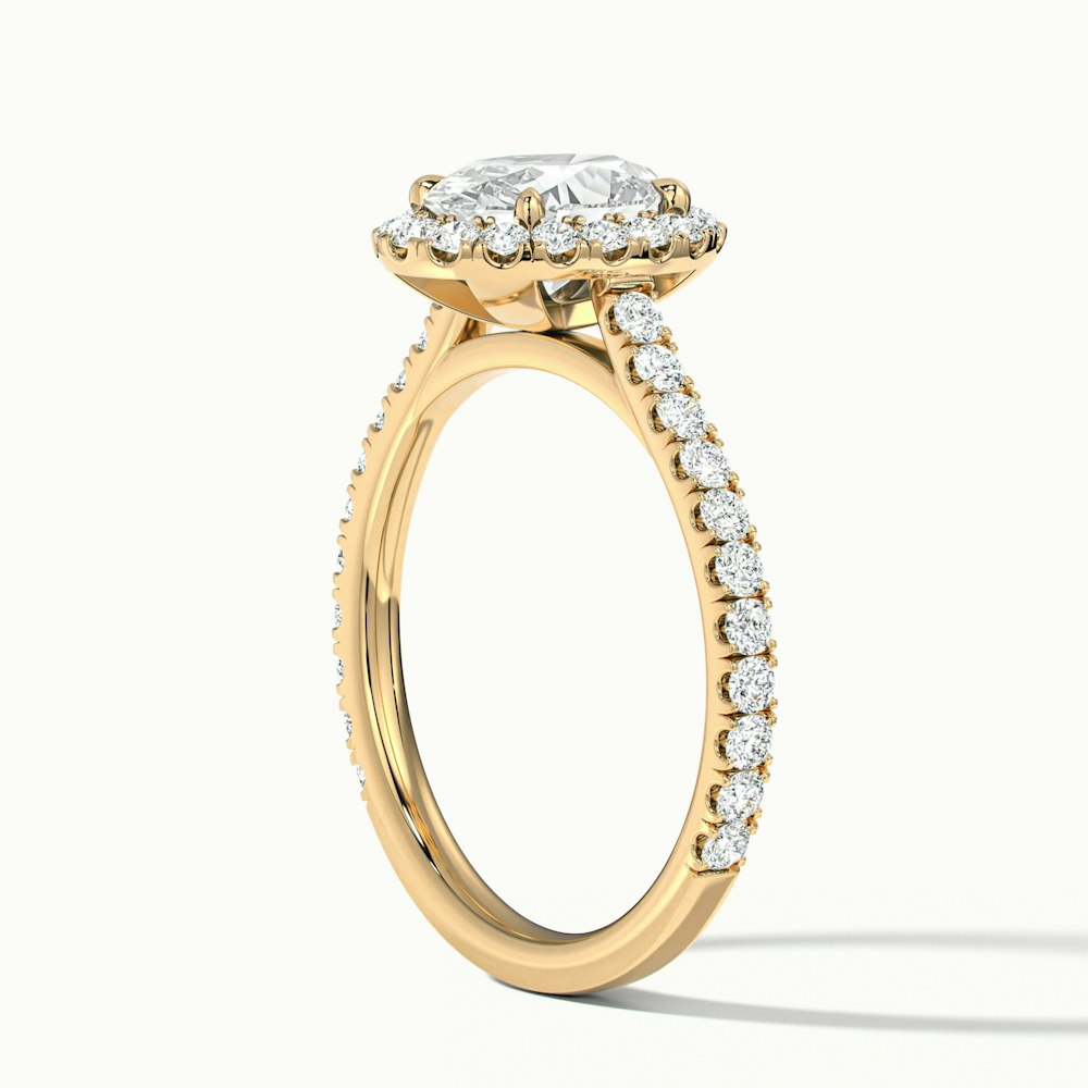 Zia 4.5 Carat Oval Halo Pave Lab Grown Engagement Ring in 10k Yellow Gold