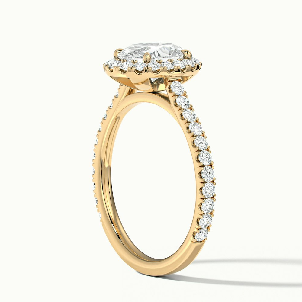 Zia 1 Carat Oval Halo Pave Lab Grown Engagement Ring in 10k Yellow Gold