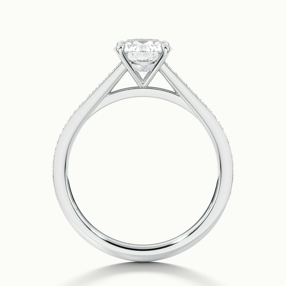Lisa 5 Carat Round Cut Solitaire Pave Moissanite Diamond Ring in 10k White Gold