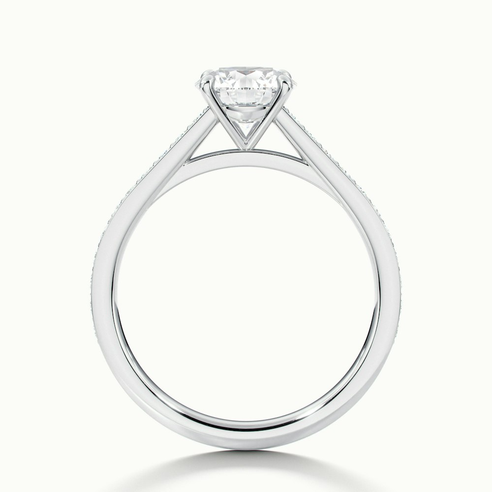 Nyra 1.5 Carat Round Cut Solitaire Pave Lab Grown Engagement Ring in 14k White Gold