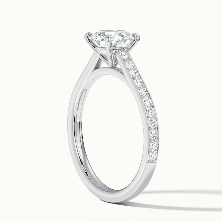 Nyra 2.5 Carat Round Cut Solitaire Pave Lab Grown Engagement Ring in 10k White Gold