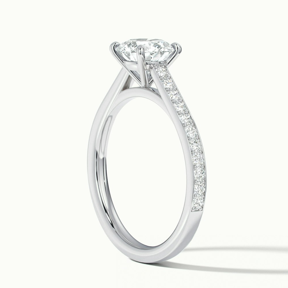 Nyra 1 Carat Round Cut Solitaire Pave Lab Grown Engagement Ring in 18k White Gold
