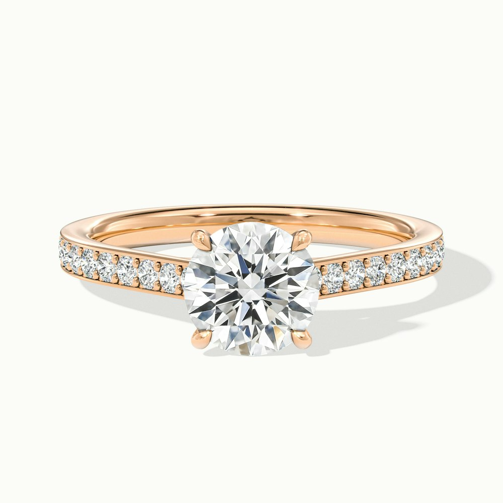 Nyra 5 Carat Round Cut Solitaire Pave Lab Grown Engagement Ring in 14k Rose Gold