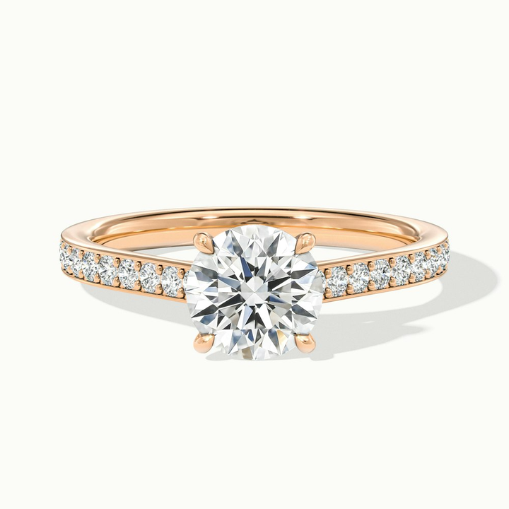 Nyra 5 Carat Round Cut Solitaire Pave Lab Grown Engagement Ring in 14k Rose Gold