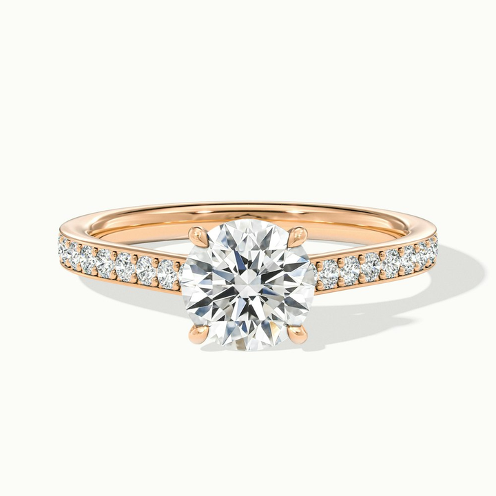 Nyra 1.5 Carat Round Cut Solitaire Pave Lab Grown Engagement Ring in 10k Rose Gold