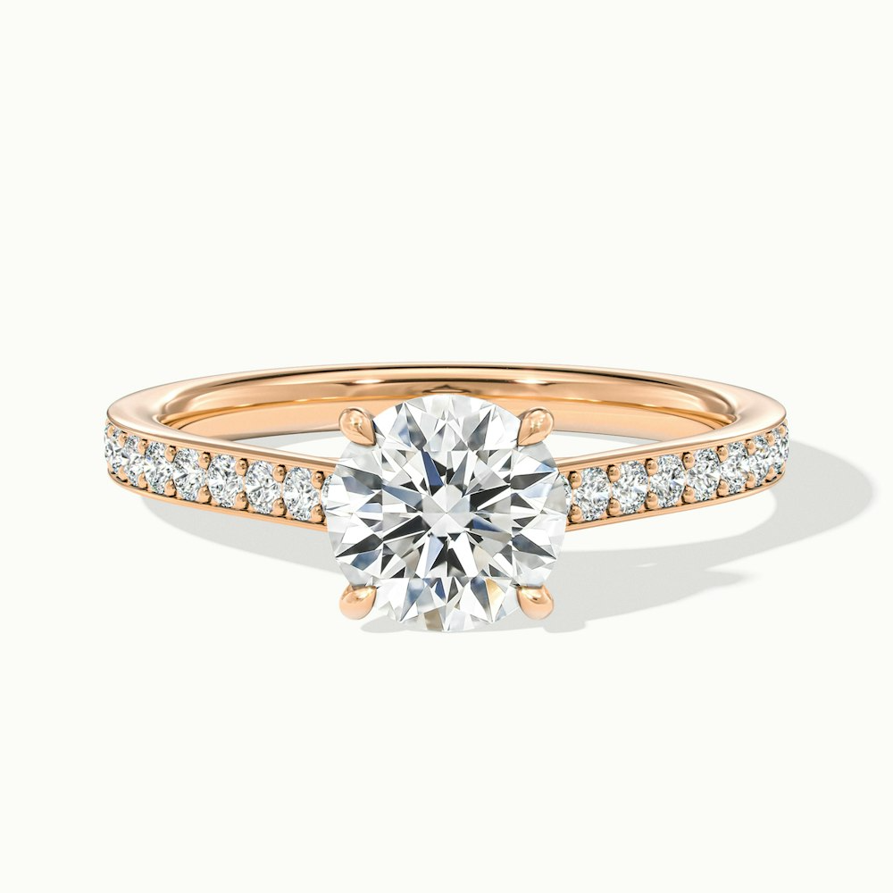 Nyra 3.5 Carat Round Cut Solitaire Pave Lab Grown Engagement Ring in 10k Rose Gold
