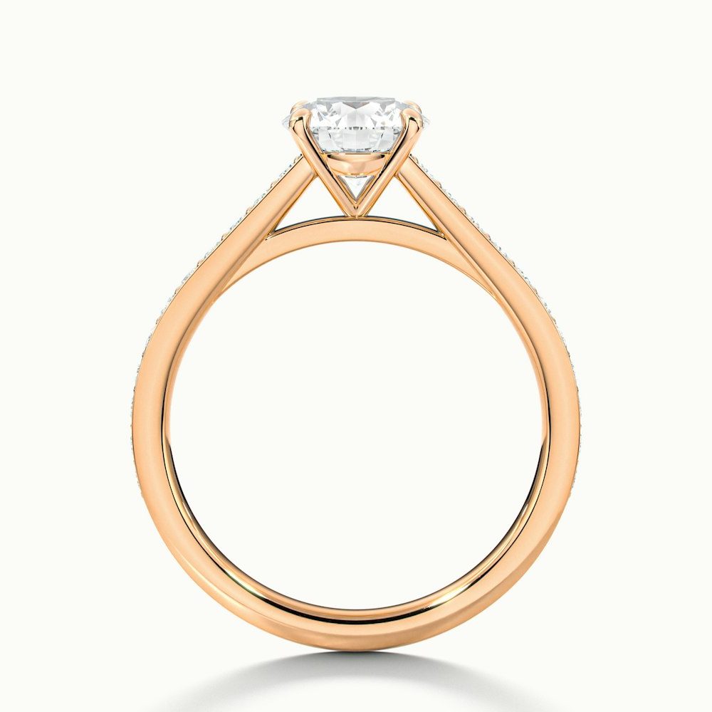 Nyra 4.5 Carat Round Cut Solitaire Pave Lab Grown Engagement Ring in 14k Rose Gold